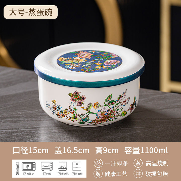 景德镇工厂一件代发珐琅彩碗碟套装中式骨瓷碗盘乔迁礼奢华礼盒装