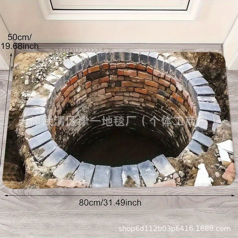 跨境temu代发3D视觉错觉入户玄关水晶绒地垫进门门垫耐脏耐磨地垫