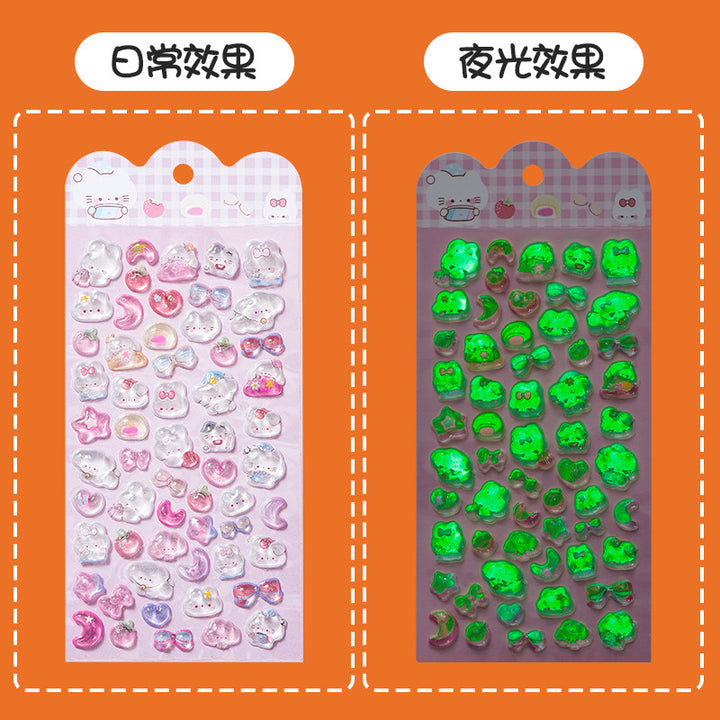 3 D Glow-in-Dark Crystal Diamond Stickers – Kids Cartoon Phone Case Decoration Stickers