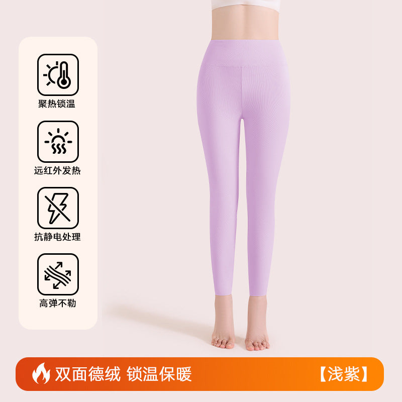 绵羊毛保暖裤女士加绒秋冬高级感蚕丝秋裤德绒高腰打底裤大码高端