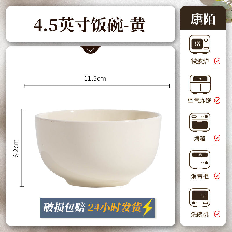 KANGMO Cream Style Ceramic Rice Bowl Set New - Noodle Bowls & Plates Set
