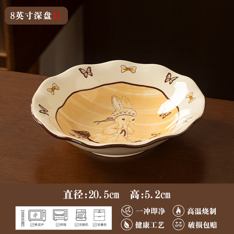 Underglaze Bowl Plate Set Home Ceramic Wedding Gift Tableware Set New