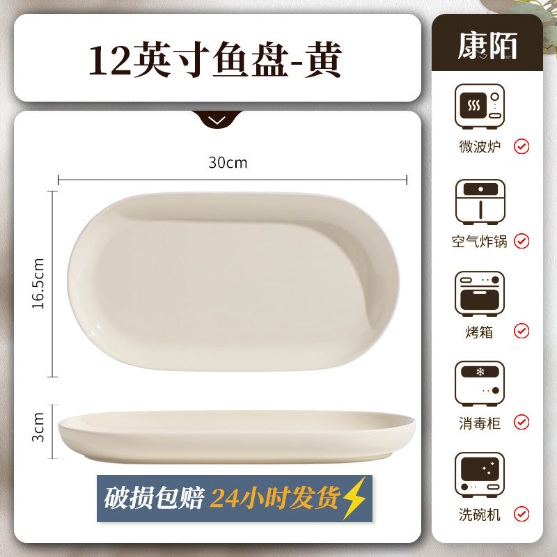 KANGMO Cream Style Ceramic Rice Bowl Set New - Noodle Bowls & Plates Set