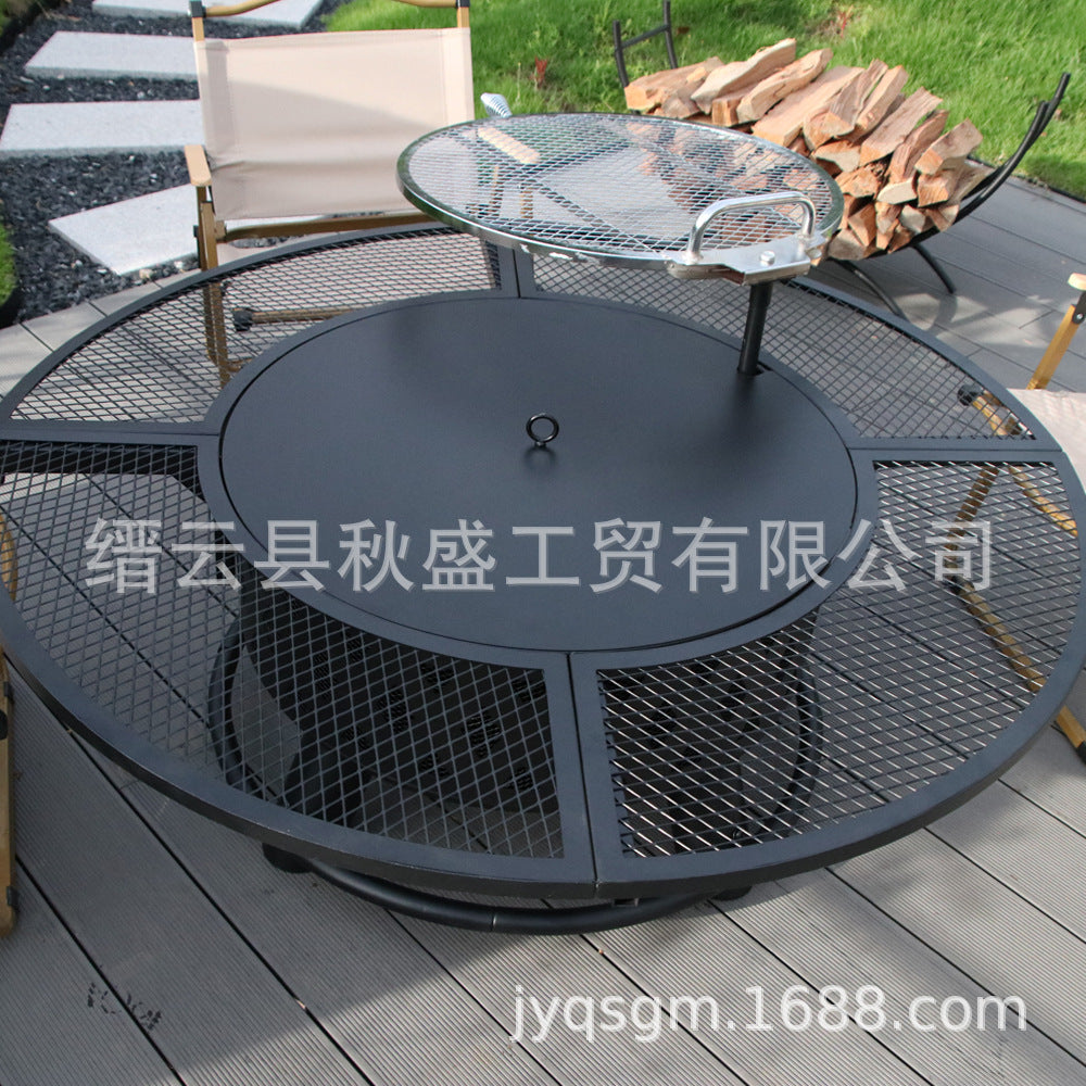 围炉煮茶一体桌子多功能烧烤炉户外花园木炭取暖炉烤火炉庭院篝火
