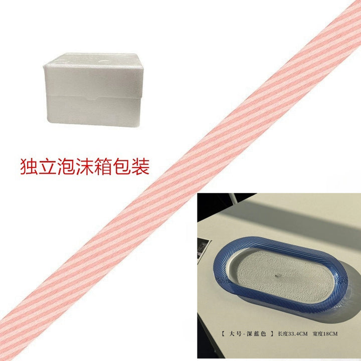 ins风创意彩色玻璃椭圆盘子高颜值多巴胺餐盘装饰盘甜品托盘果盘