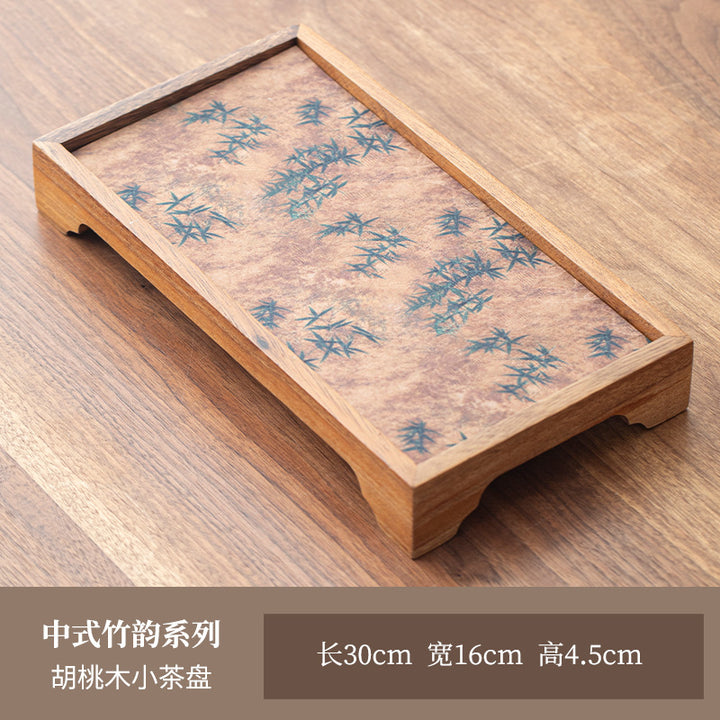 禾事北美胡桃木茶盘干泡台高档实木壶承带防水茶席茶垫复古茶盘
