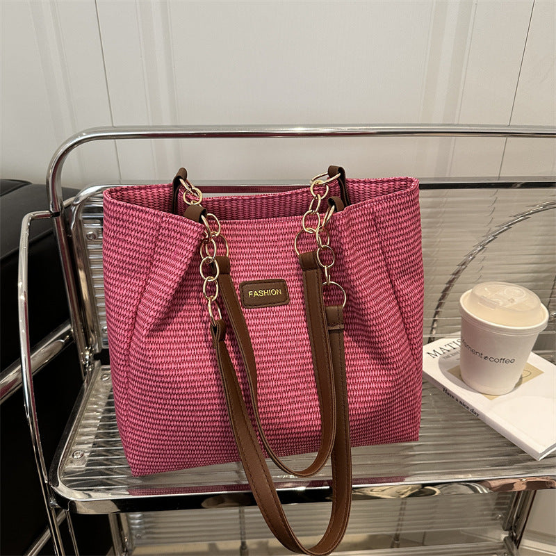 Popular Large Capacity Canvas New Women's Bag Casual Minimalist Shoulder Bag Commuter Versatile Tote Bag