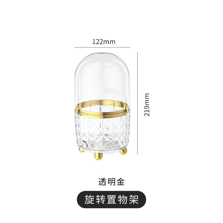 化妆品收纳盒高级感轻奢桌面化妆刷收纳可旋转梳妆台防尘收纳桶