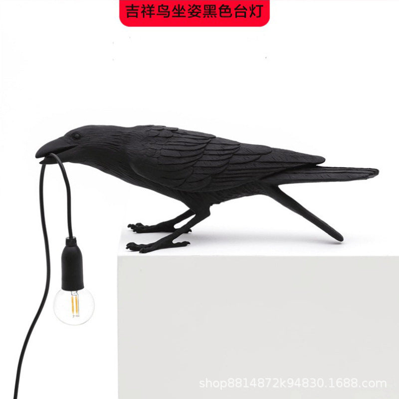 跨境款吉祥鸟树脂壁灯北欧简约创意床头小夜灯动物装摆饰小鸟台灯