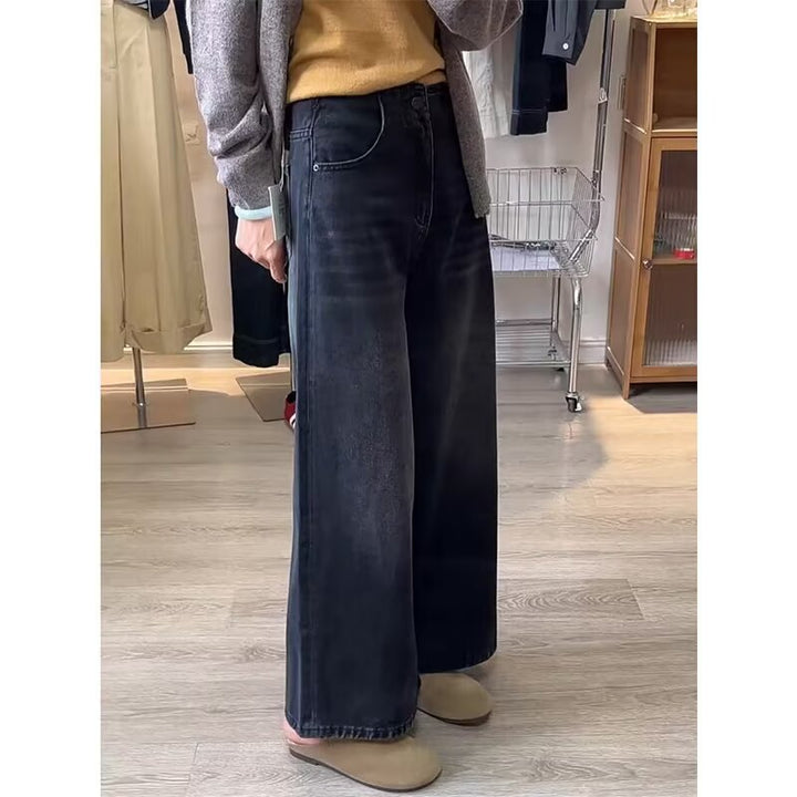 显瘦中裤宽松牛仔短裤女夏黑灰色七分大码高腰垂感直筒季阔腿大码