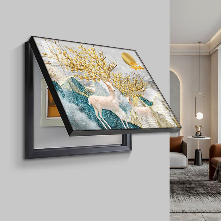 现代简约电表箱挂画弱电箱配电箱开关遮挡装饰画抽象风格电闸壁画