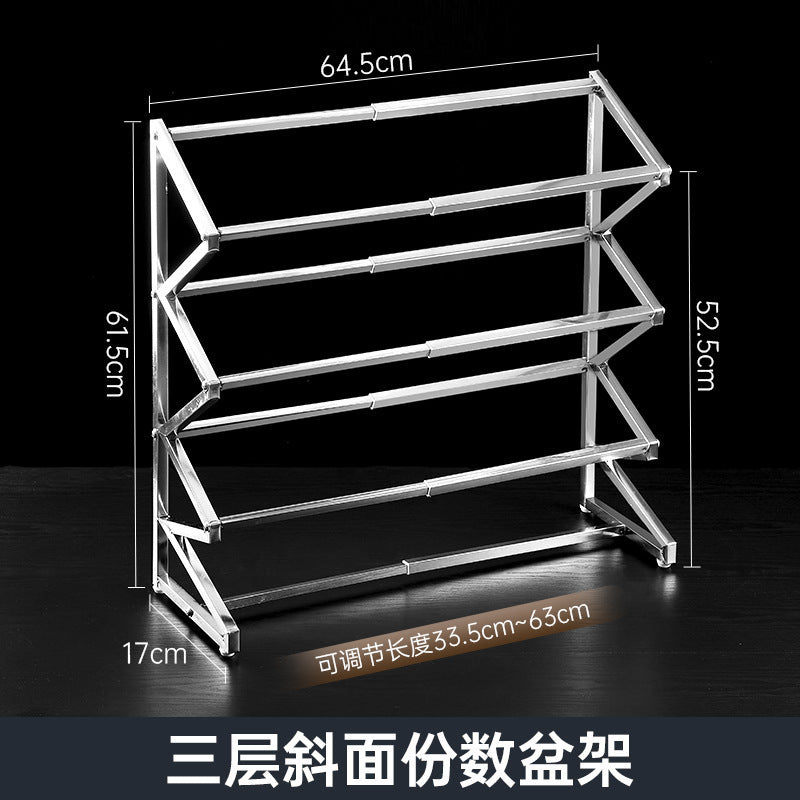 不锈钢份数盆伸缩架加长可调节高度商用奶茶点饭店小料台展示架子