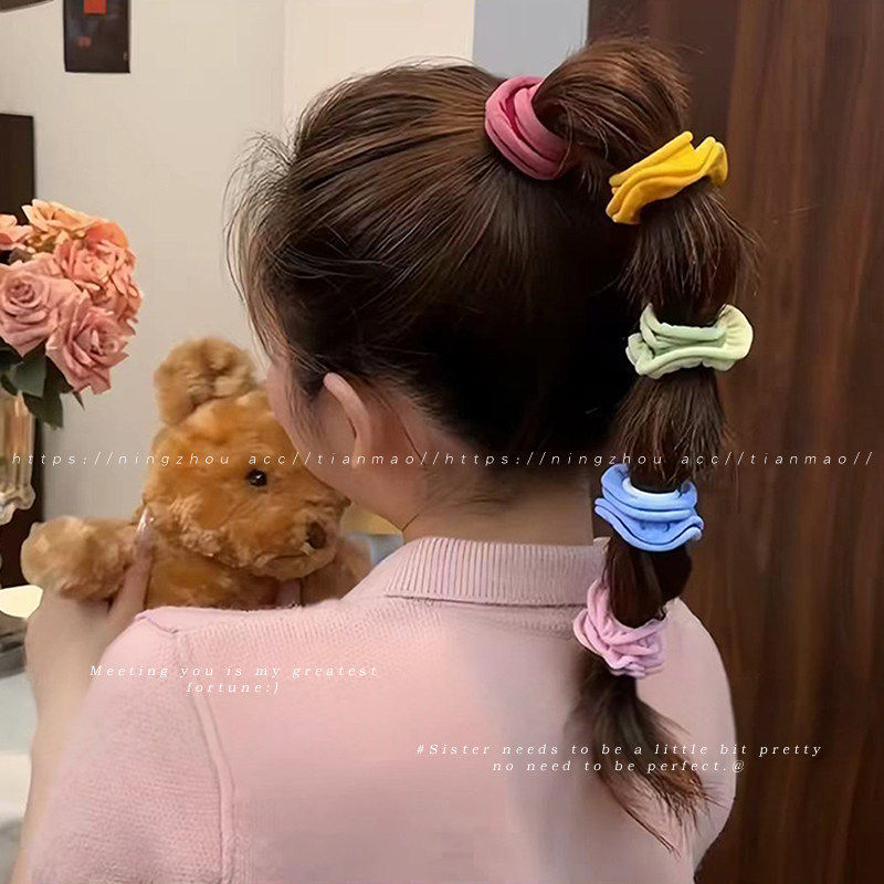 高马尾发绳彩色皮筋高弹力耐用扎头发头绳不勒发无扎痕发圈女成人