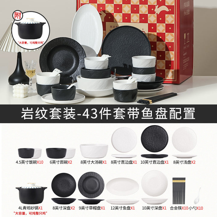 釉下彩餐具套装源头工厂定制2024新款高级感碗具轻奢碗碟套装家用