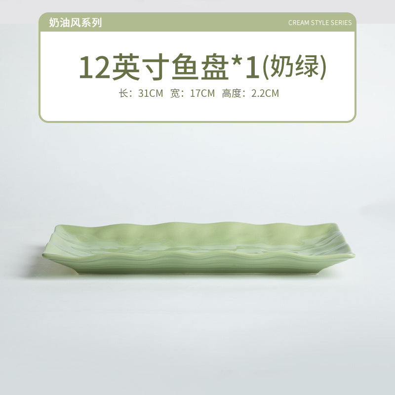 奶油风高颜值陶瓷餐具碗家用碗碟套装菜盘子自由DIY组合碗筷套装