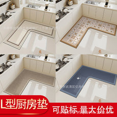 temu跨境可贴标L型厨房地垫吸水耐脏吸油防滑脚垫家用硅藻泥地垫