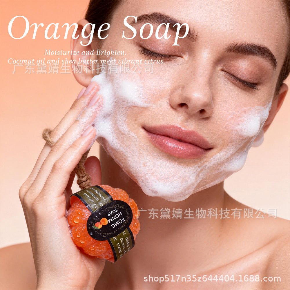 跨境外贸橘子水果皂手工精油皂洗澡香皂洗脸留香儿童沐浴洗手皂厂