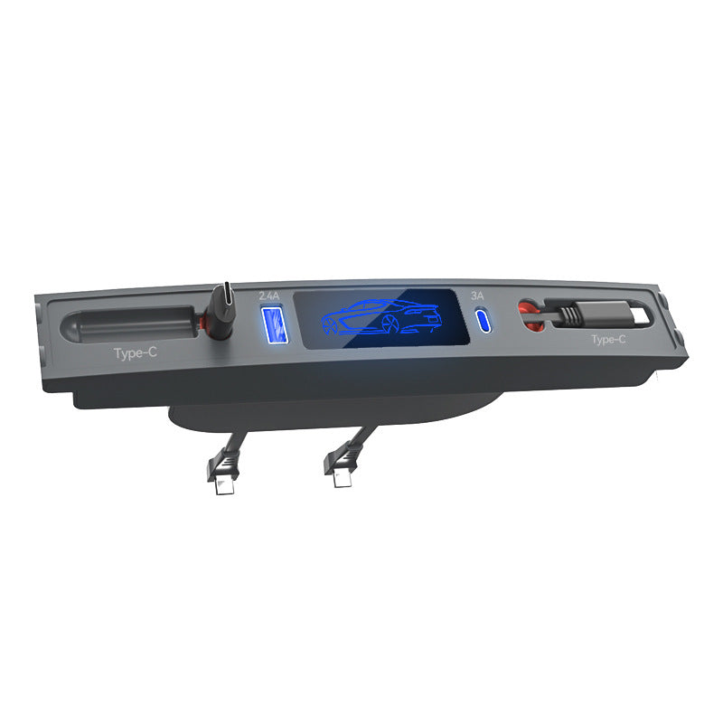 Tesla Model 3/Y Center Console USB Hub Dock - Retractable Cable Fast Charging Expansion Dock
