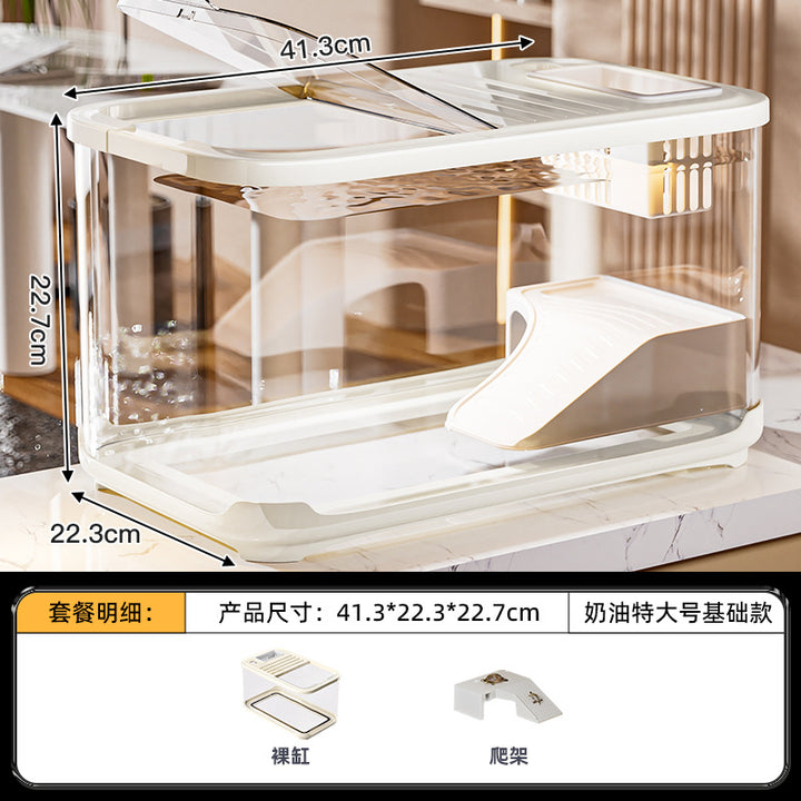 严选轻奢鱼缸家用高级带盖透明客厅造景生态缸玄关装饰塑料水族箱