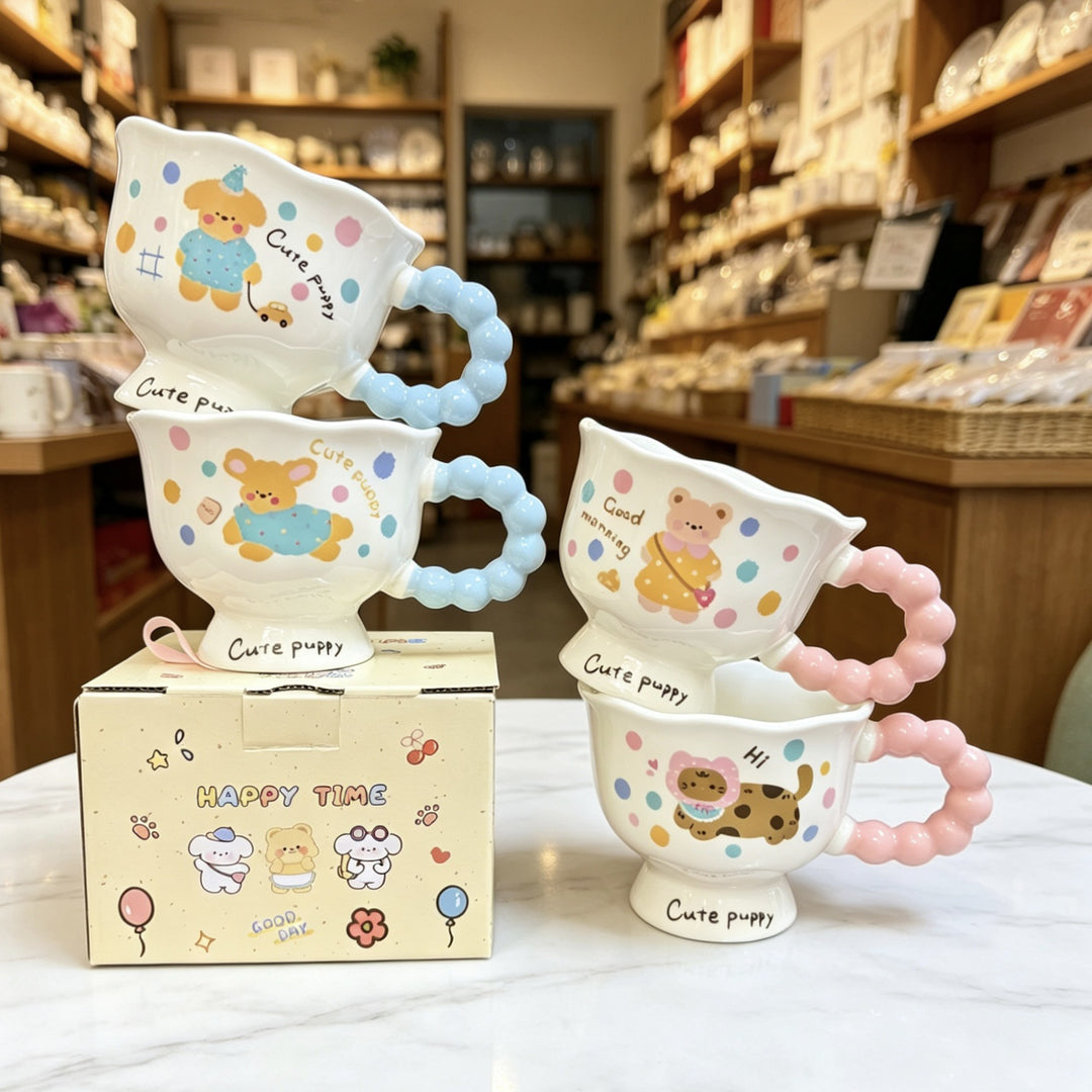 动物苹果高颜值吸管杯马克杯陶瓷杯子水杯盖勺可爱礼盒生日创意物