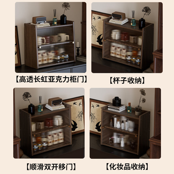 杯架杯子置物架酒柜胡桃木桌面水杯架小收纳盒厨柜抽屉柜厨房斗柜