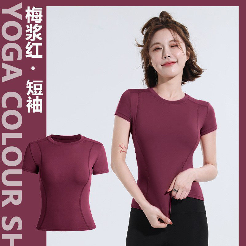 Spring Summer Slim Fit Sports Short Sleeve T Shirt Top Women Fitness Short Sleeve Moisture Wicking