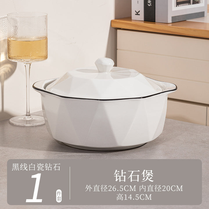 釉下彩碗碟套装家用纯白轻奢高级感陶瓷餐具碗盘碗筷碗具2026新款