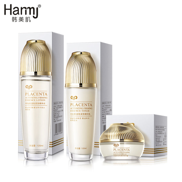 Placenta Extract Toner & Lotion Set 3-Piece Set Cosmetics Hydrating Nourishing Firming Face Cream Lotion