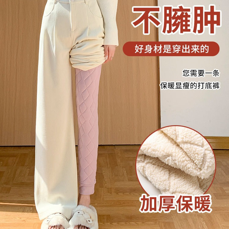 保暖裤女加绒加厚羊毛打底裤秋冬季东北九分德绒加绒裤子内穿棉裤