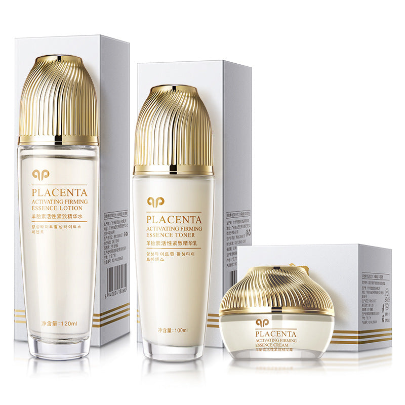 Placenta Extract Toner & Lotion Set 3-Piece Set Cosmetics Hydrating Nourishing Firming Face Cream Lotion