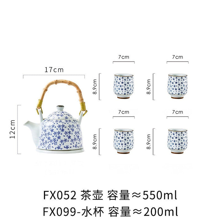 三分烧日式青花瓷水杯汤吞杯陶瓷复古功夫品茗杯单杯家用茶杯饮具