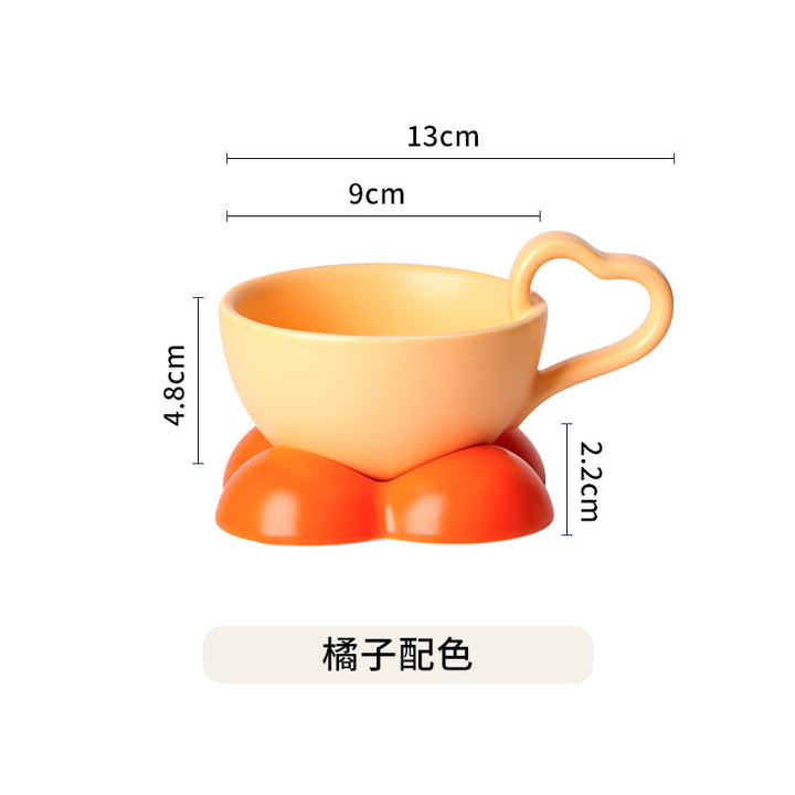 创意咖啡杯碟套装ins风 可爱杯子礼物陶瓷高颜值咖啡杯酸奶早餐杯