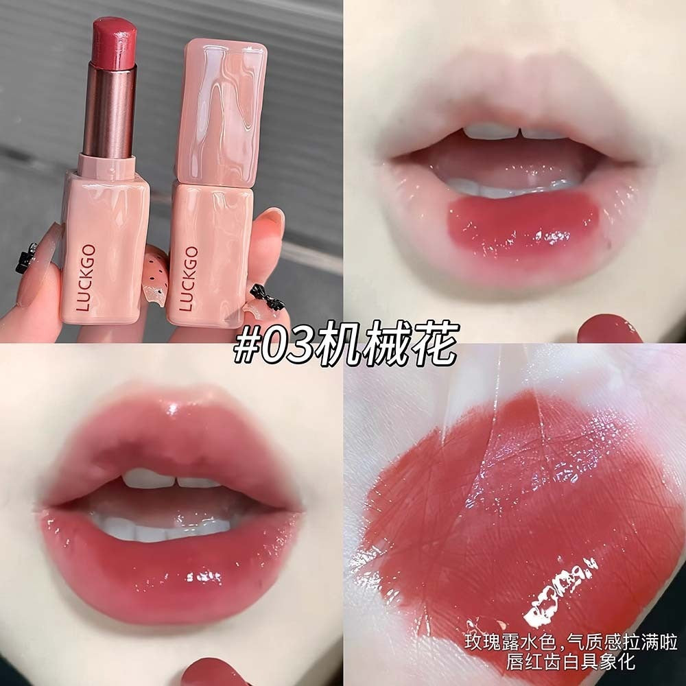 LUCKGO清透水光精华口红滋润保湿不易掉色镜面学生伪素颜显白唇膏