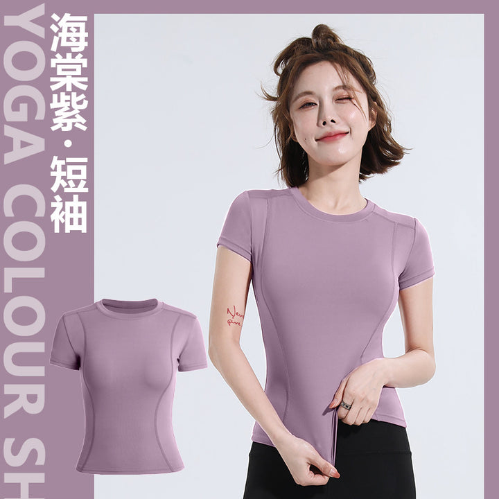 Spring Summer Slim Fit Sports Short Sleeve T Shirt Top Women Fitness Short Sleeve Moisture Wicking