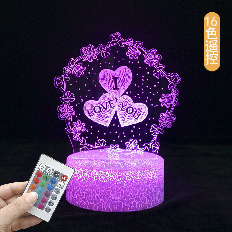 爆款3D小夜灯游戏手柄爱心熊台灯桌面摆件创意圣诞节万圣创意投影