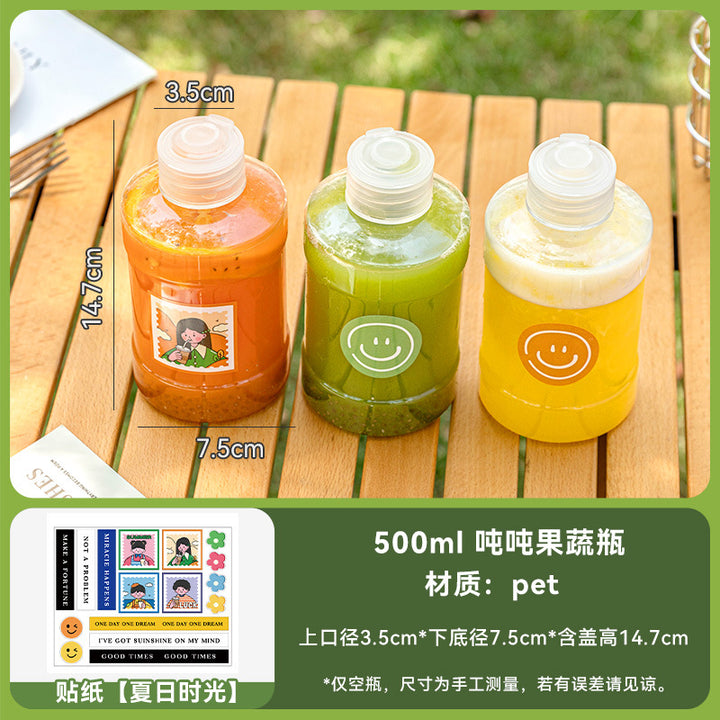 一次性杯子纤体奶茶桶果汁杯手提外带食品级带盖果蔬饮品吨吨瓶