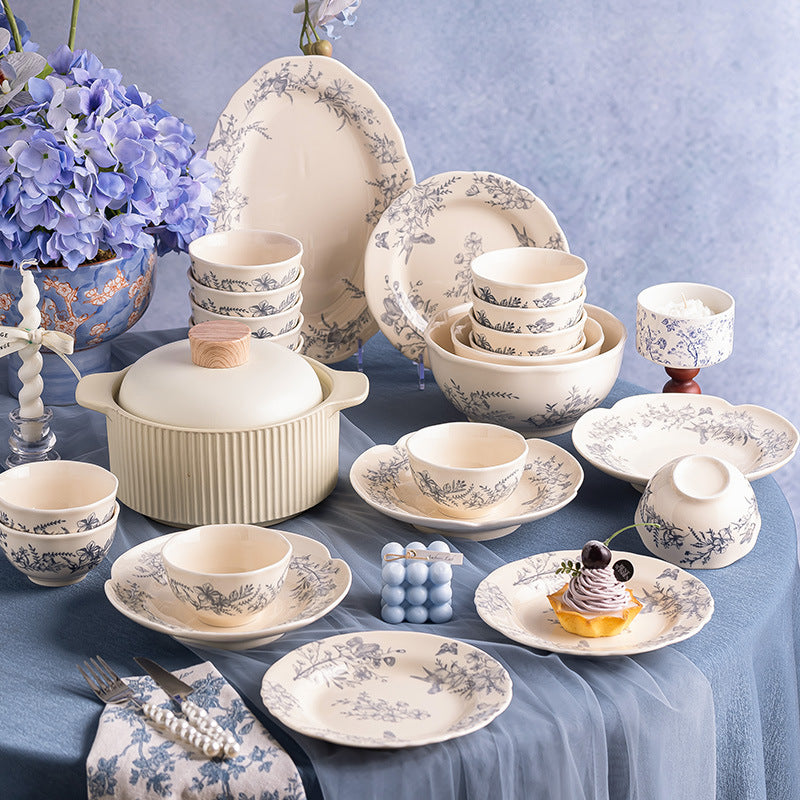 KANGMO Underglaze Ceramic Bowl Set - Premium Unique Light Luxury Tableware