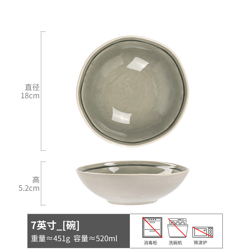 复古面碗日式陶瓷碗沙拉碗家用菜碗泡面碗餐具轻奢高颜值汤碗饭碗