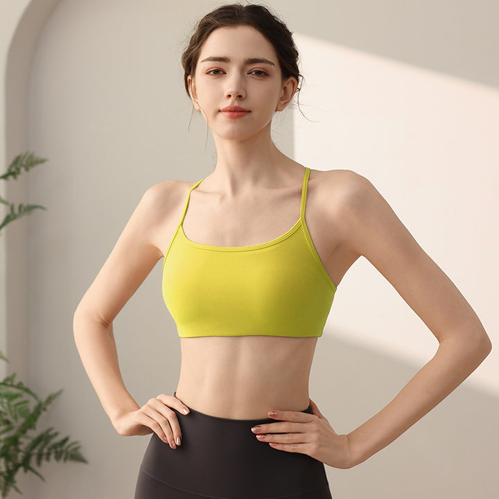 运动内衣女一体杯美背普拉提细带文胸健身bra背心瑜伽服透气吸汗