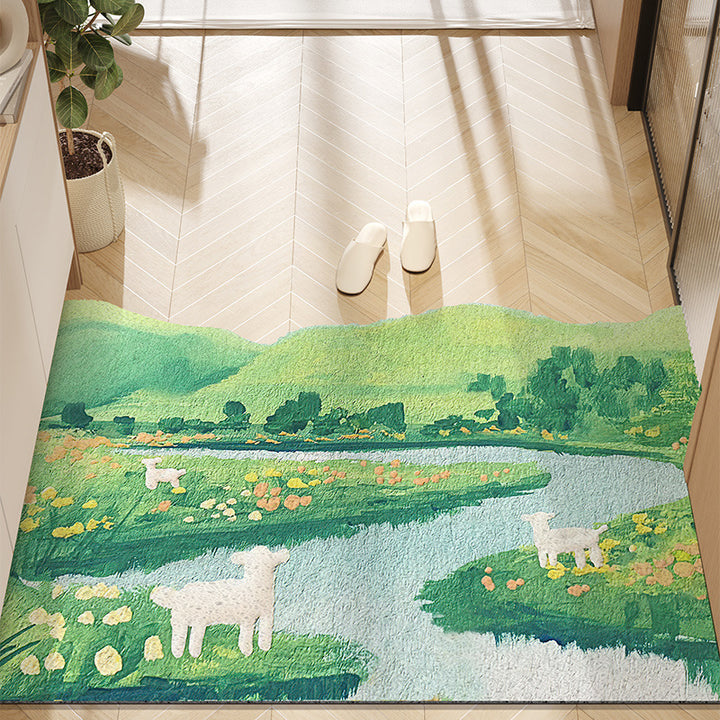 Floral Floor Mat Home Entryway Foot Mat Entryway Decor Stain Resistant Door Mat