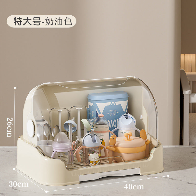 放宝宝奶瓶收纳盒装婴儿餐具碗筷辅食工具箱防尘沥水储物柜置物架