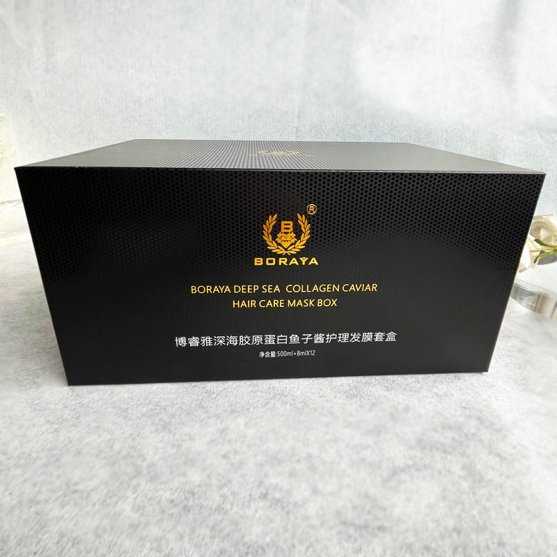 BORAYA Deep Sea Volcanic Mud Collagen Hair Care Set – Caviar Hair Mask & Anti-Aging Serum