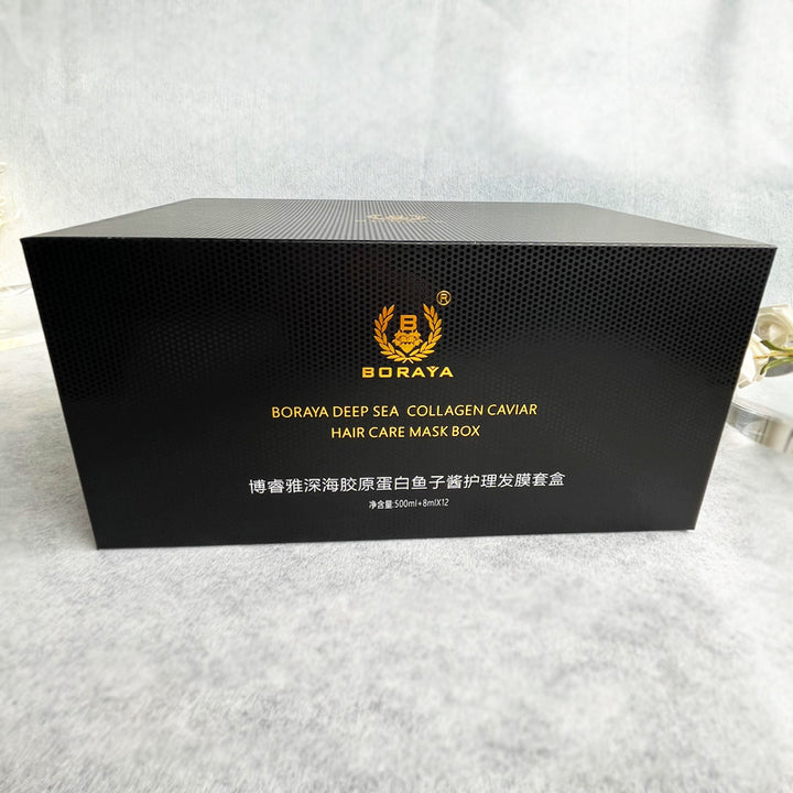 BORAYA Deep Sea Volcanic Mud Collagen Hair Care Set – Caviar Hair Mask & Anti-Aging Serum