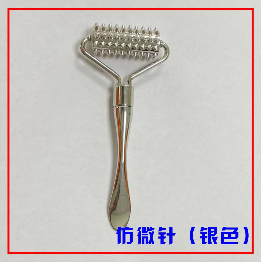 跨境专用金属眼霜棒微针滚轮按摩棒面部美容棒按摩器眼霜勺厂家