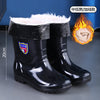 Men's Waterproof Anti-Slip Rain Boots – Thickened Fleece-Lined Work Safety Boots