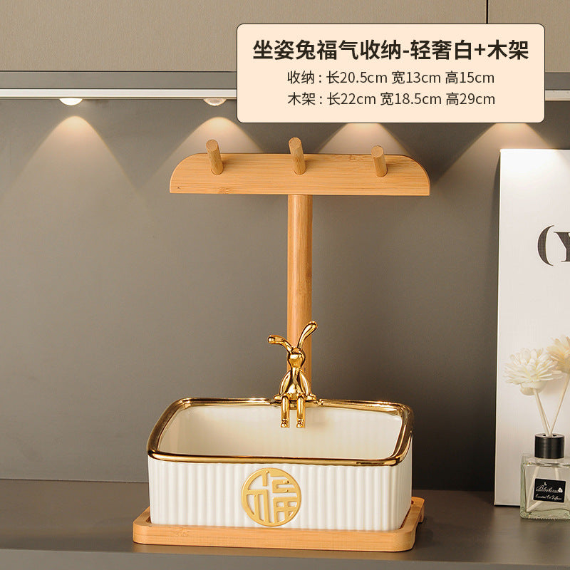 入户玄关门口钥匙收纳摆件现代简约家居装客厅鞋柜装饰品置物福气