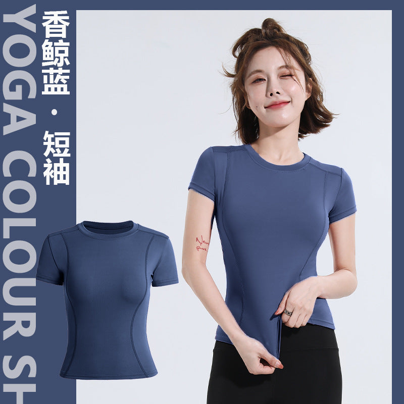 Spring Summer Slim Fit Sports Short Sleeve T Shirt Top Women Fitness Short Sleeve Moisture Wicking