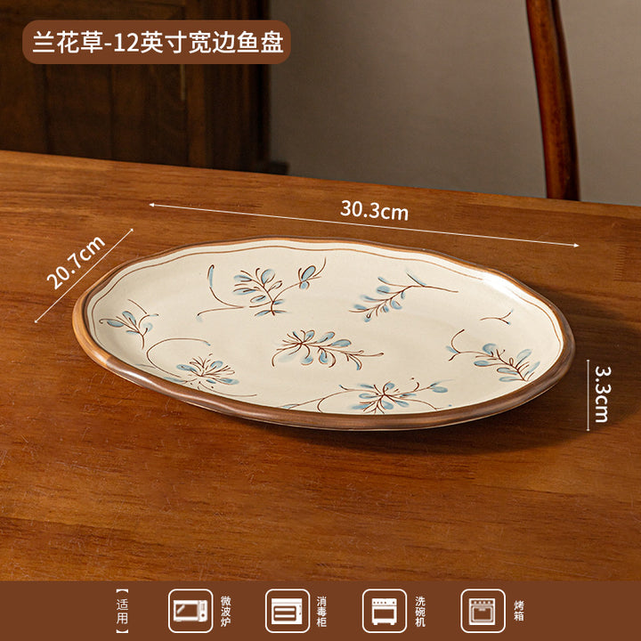 新中式陶瓷套装批发碗盘复古高颜值釉下彩米饭碗菜盘餐具礼盒装