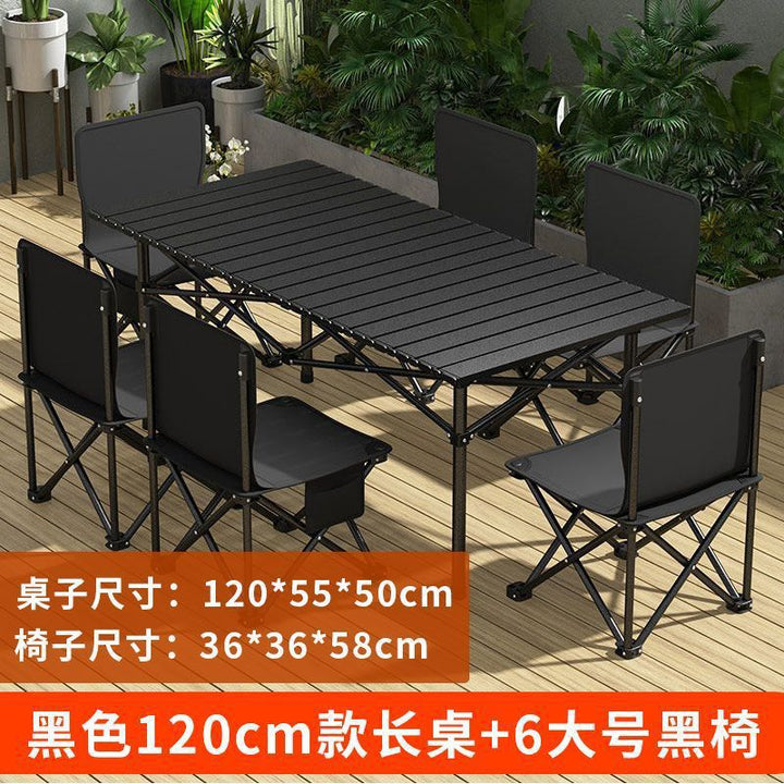 Outdoor Camping Folding Table & Chair Set – Portable Picnic Egg Roll Table Complete Kit