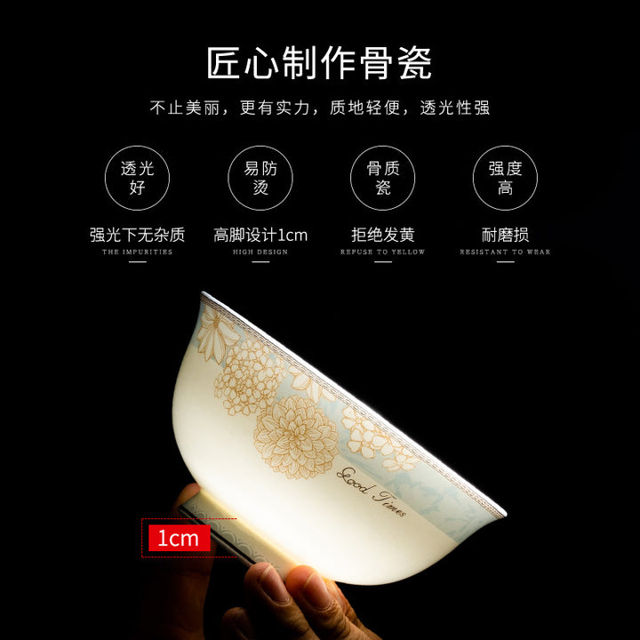 碗碟盘套装家用高温釉下彩景德镇骨瓷餐具套装陶瓷中式碗盘筷批发